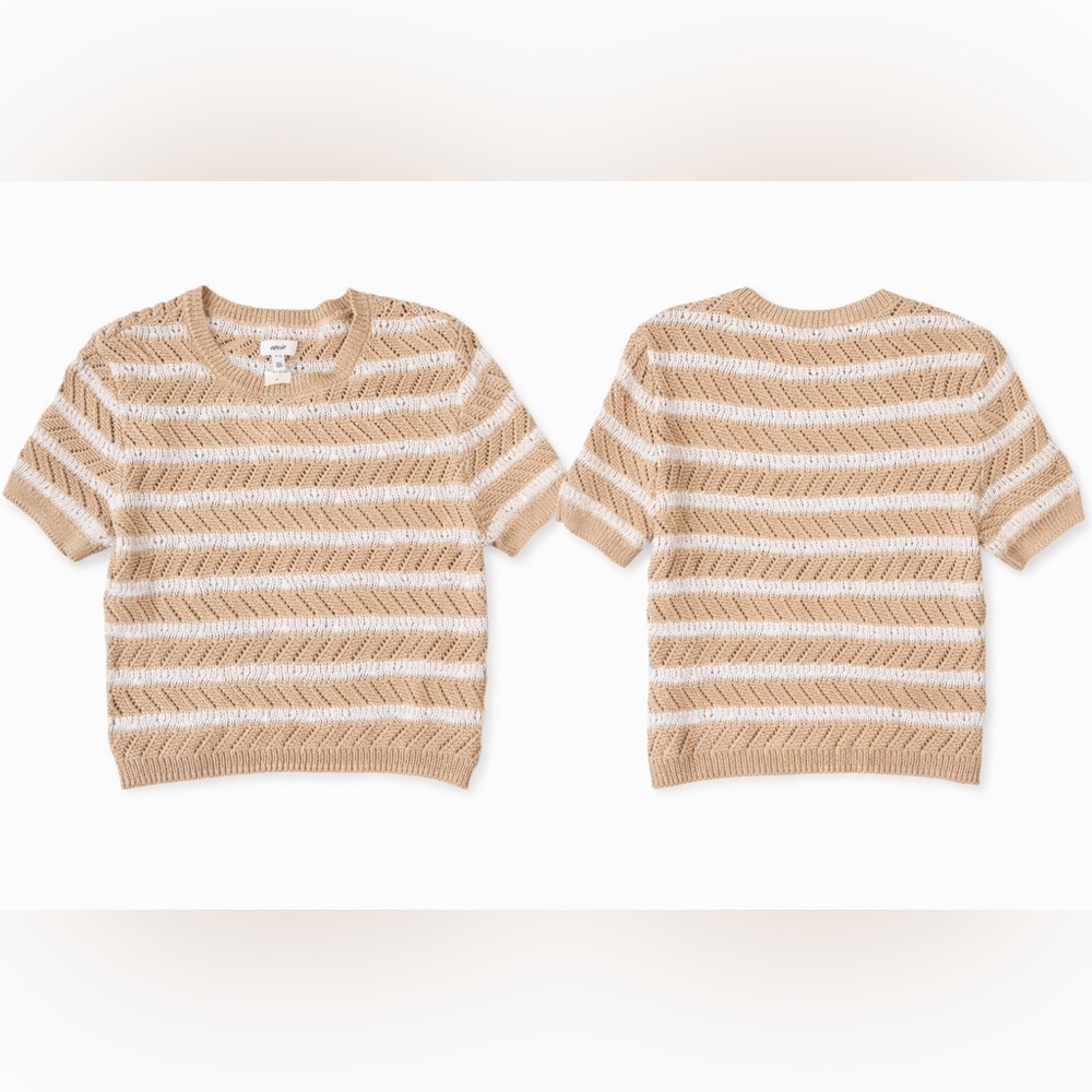 Aerie Beige and White Striped Sweater
